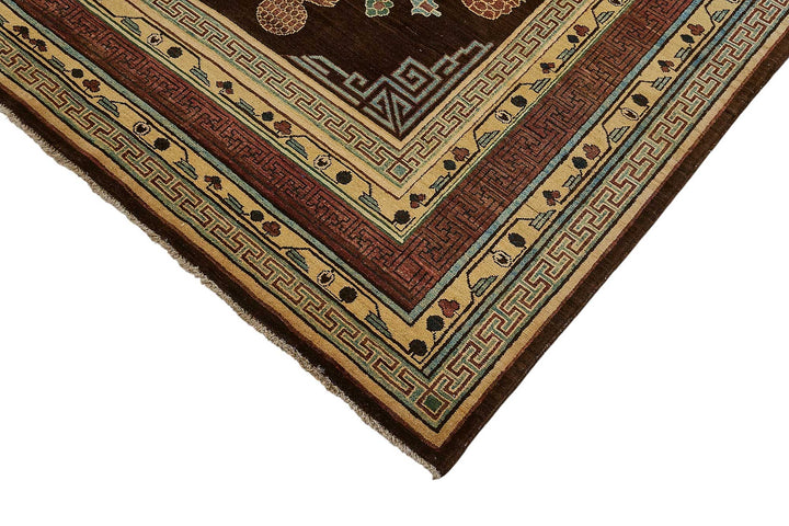 7x10 Brown Traditional Floral Oushak Rug - 51485