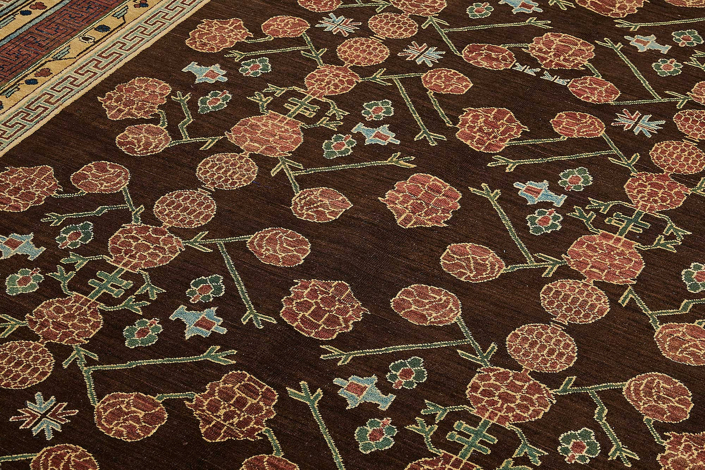 7x10 Brown Traditional Floral Oushak Rug - 51485
