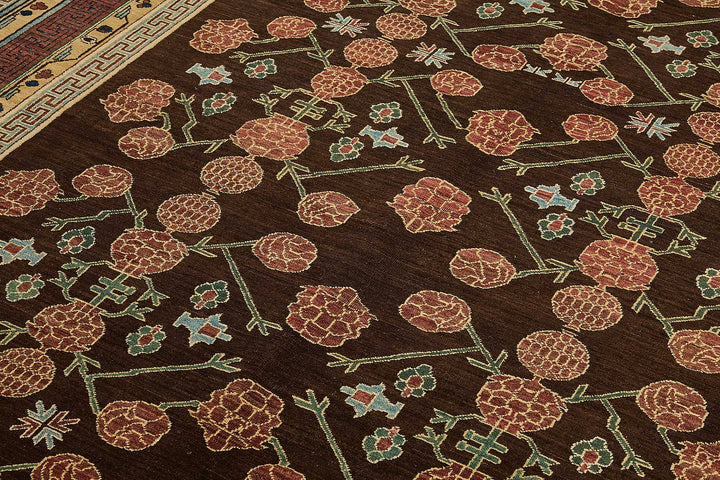 7x10 Brown Traditional Floral Oushak Rug - 51485