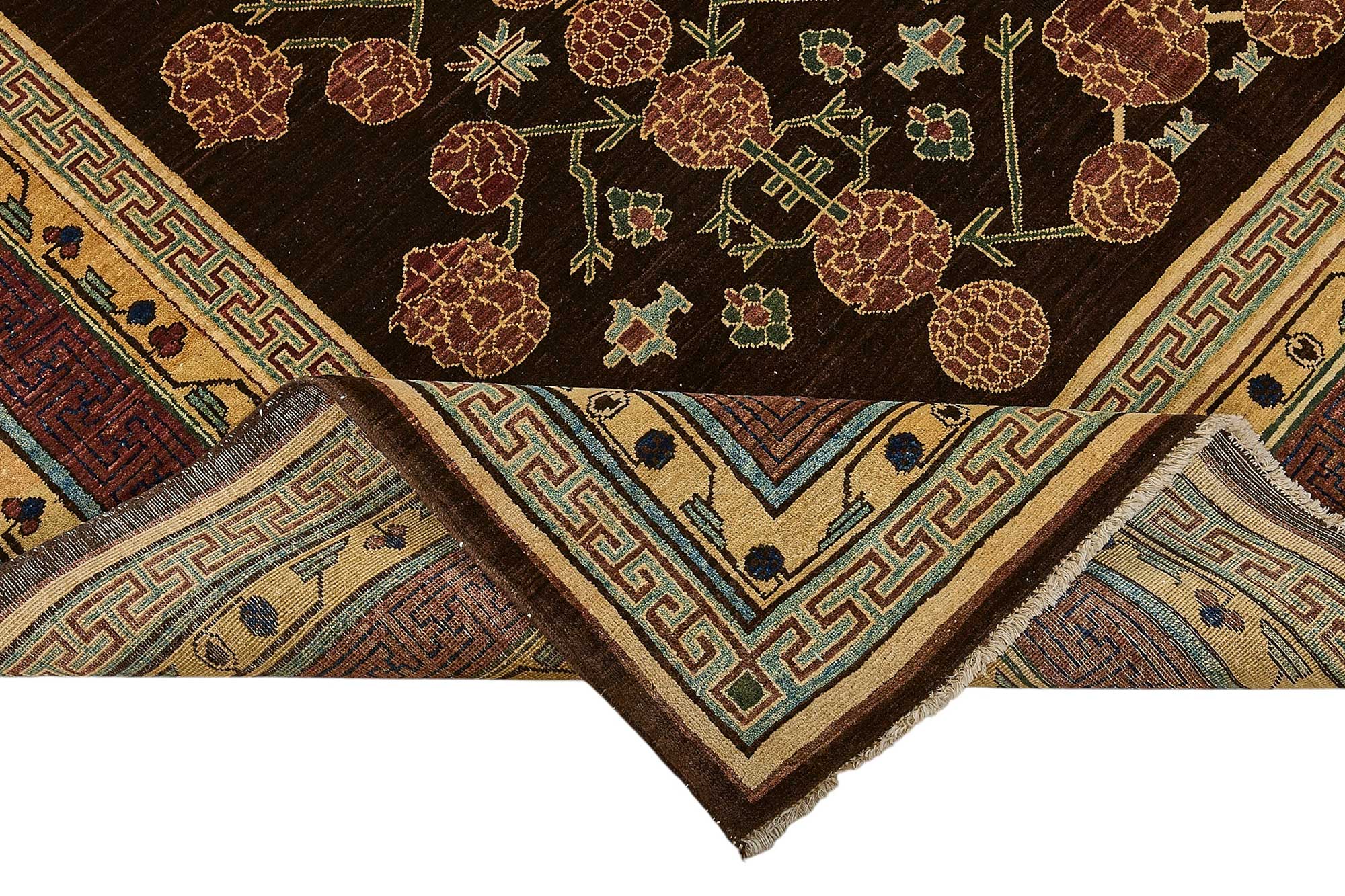 7x10 Brown Traditional Floral Oushak Rug - 51485