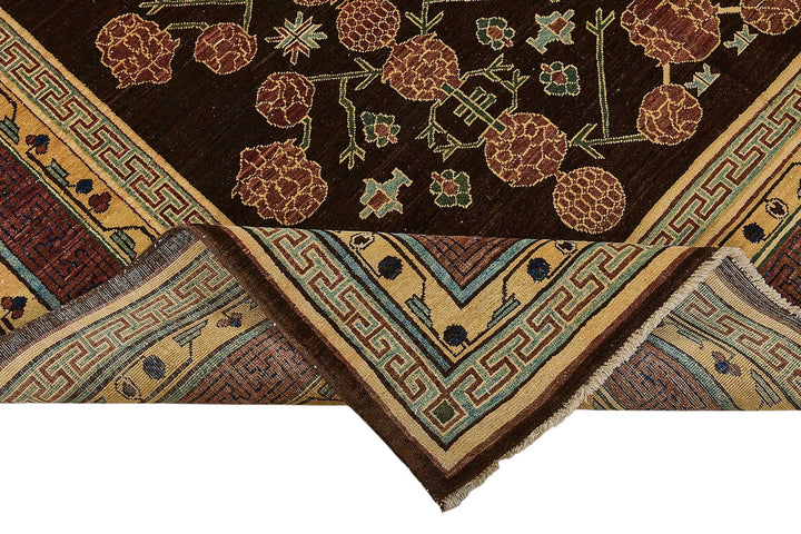 7x10 Brown Traditional Floral Oushak Rug - 51485
