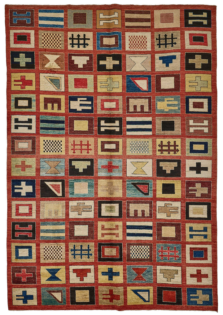 8x12 Red Traditional Geometric Oushak Rug - 51490