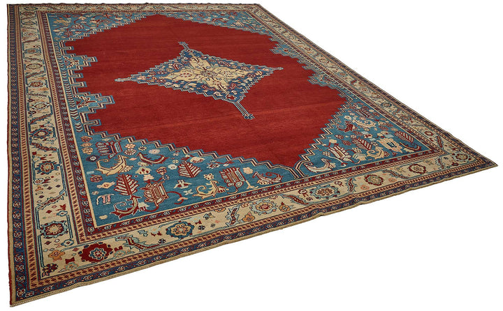 10x12 Red Turkish Medallion Oushak Rug - 51491