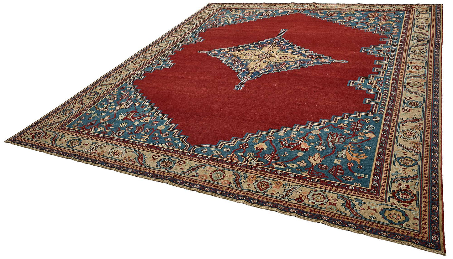 10x12 Red Turkish Medallion Oushak Rug - 51491