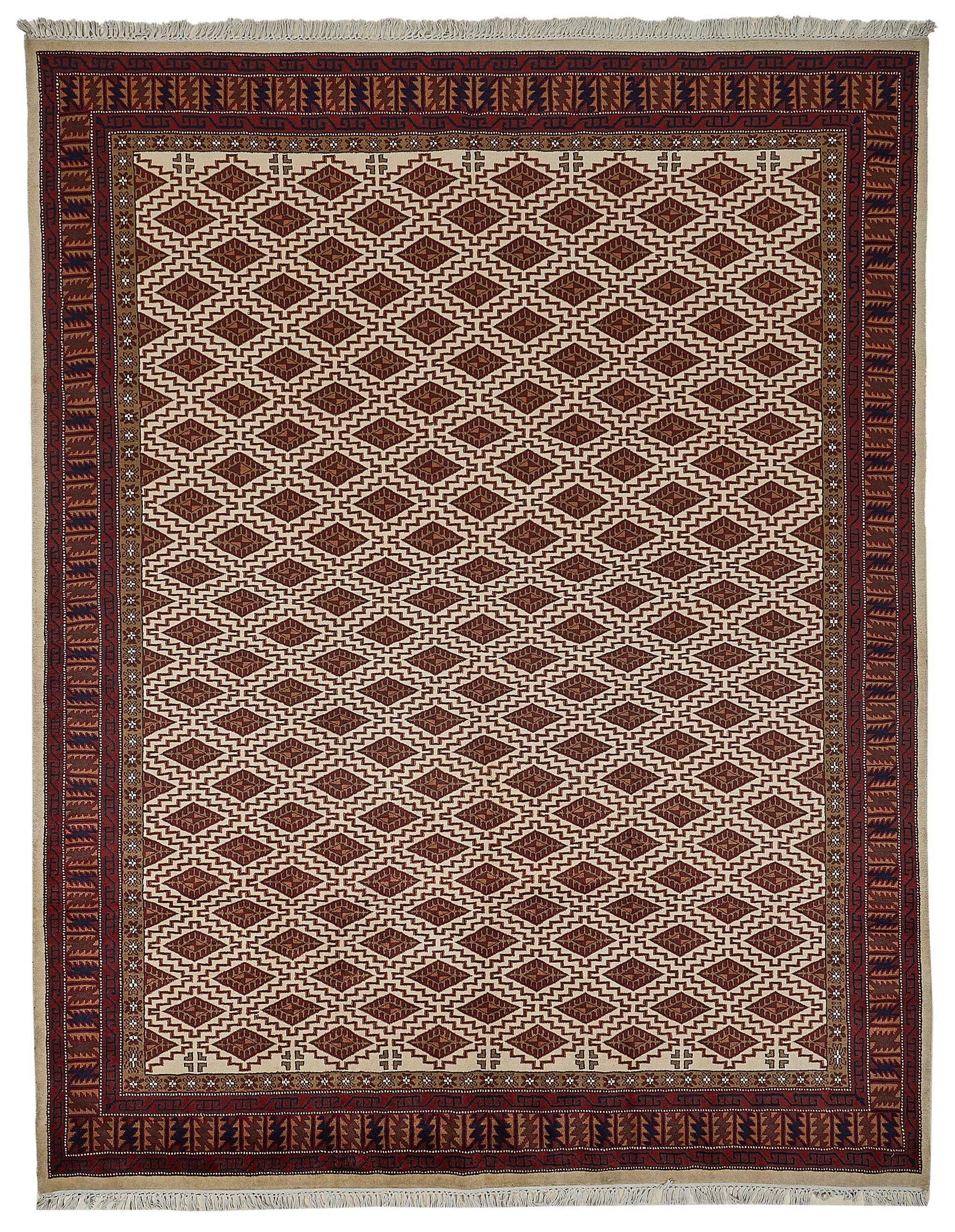 8x10 Beige Turkish Geometric Oushak Rug - 51495