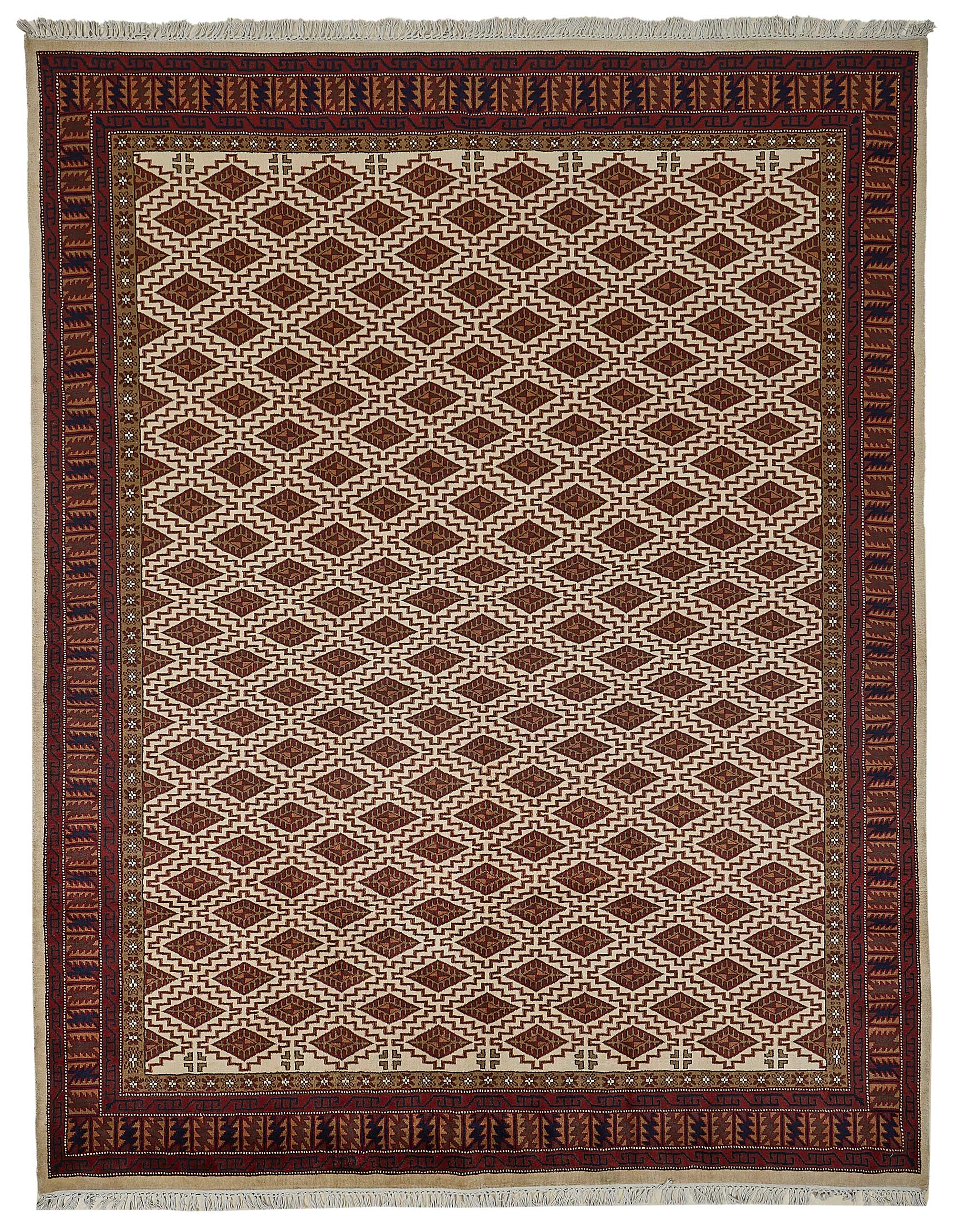 8x10 Beige Turkish Geometric Oushak Rug - 51495
