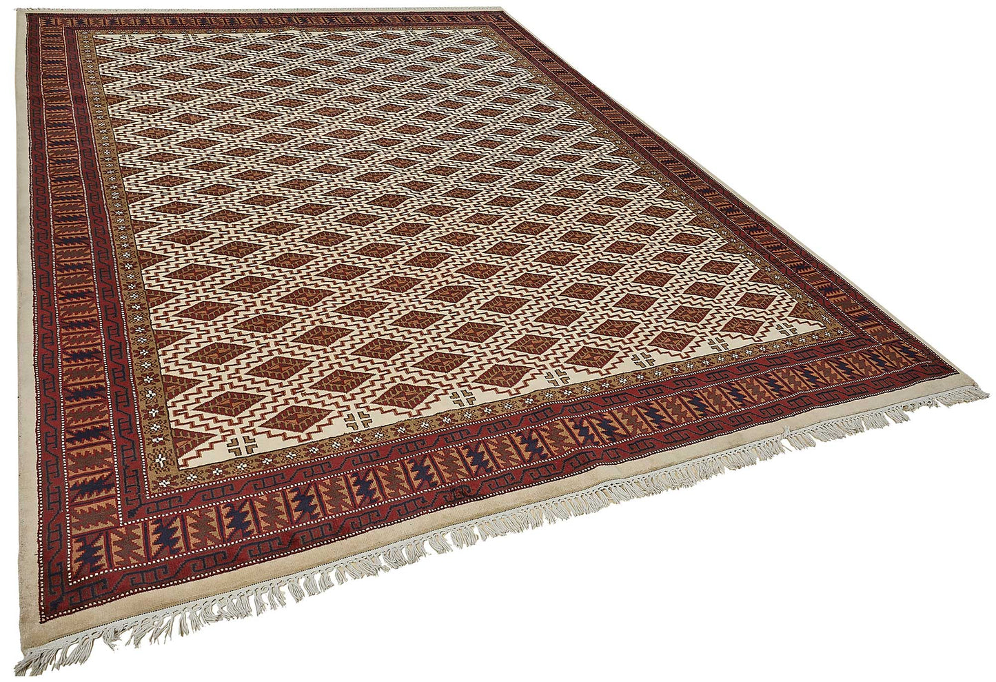 8x10 Beige Turkish Geometric Oushak Rug - 51495