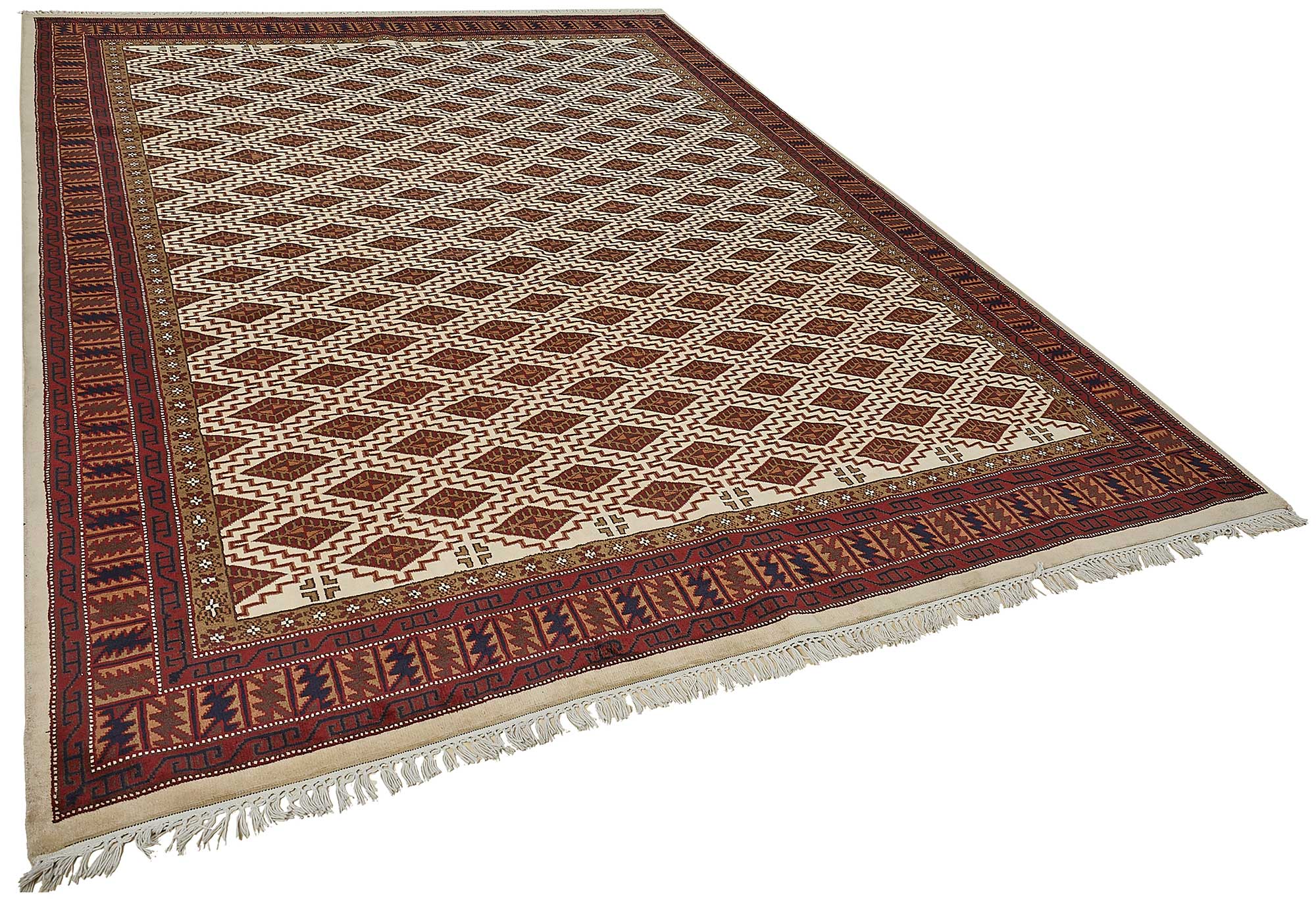 8x10 Beige Turkish Geometric Oushak Rug - 51495