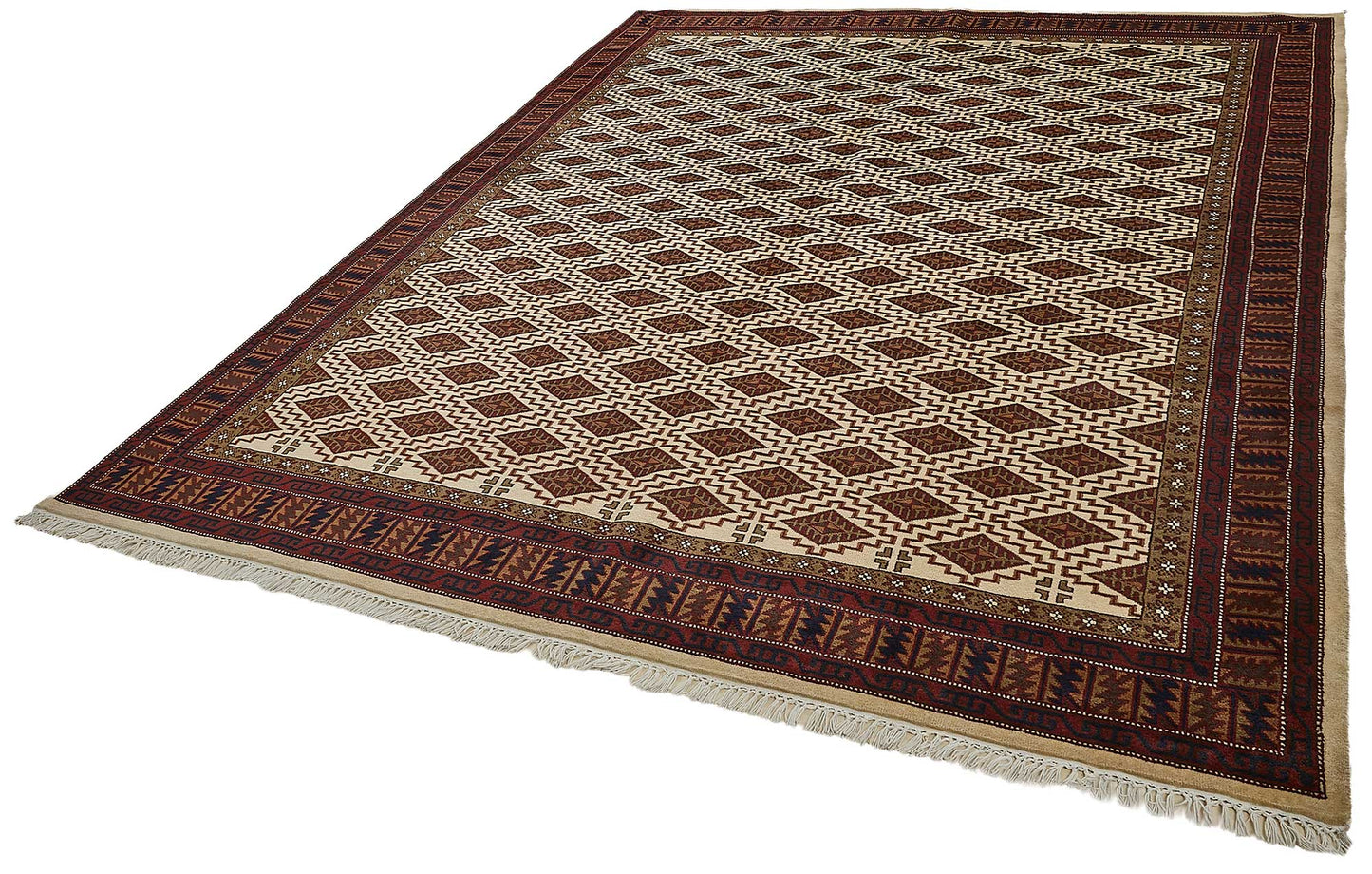 8x10 Beige Turkish Geometric Oushak Rug - 51495