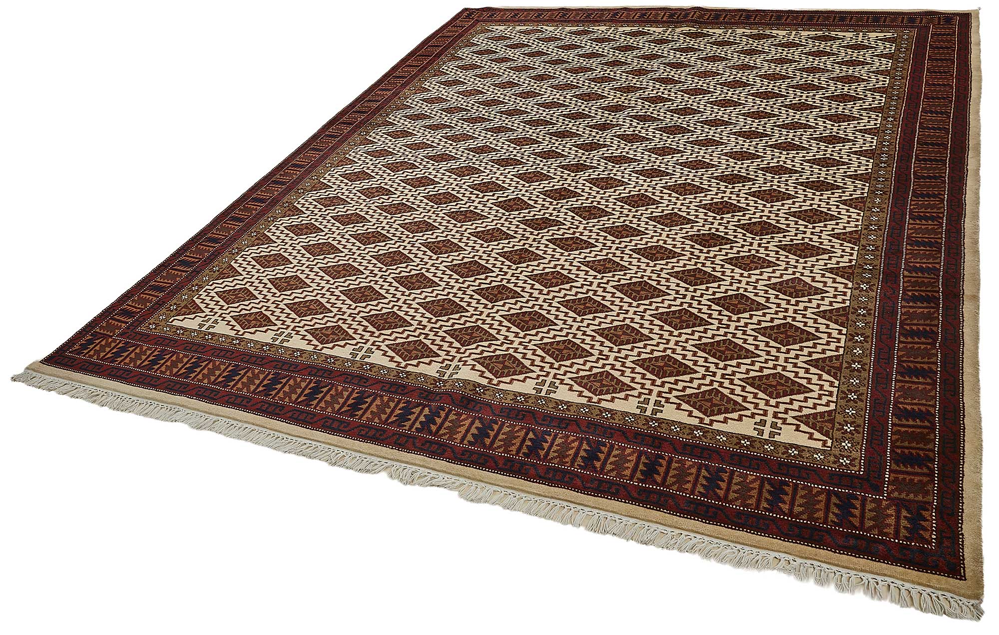 8x10 Beige Turkish Geometric Oushak Rug - 51495