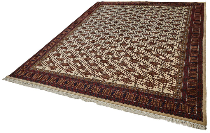 8x10 Beige Turkish Geometric Oushak Rug - 51495
