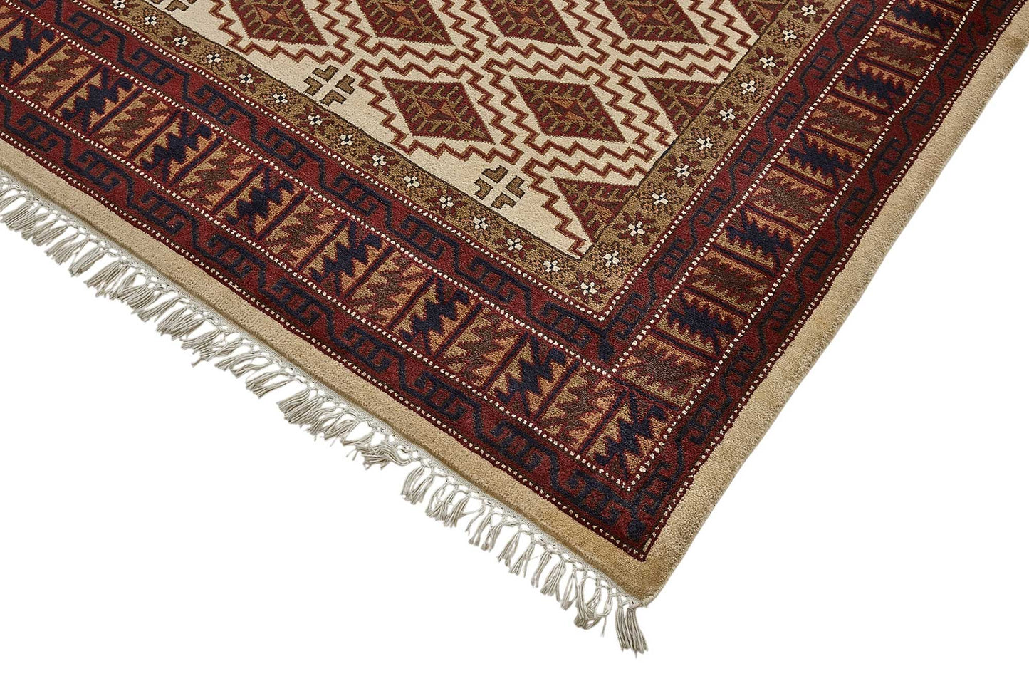8x10 Beige Turkish Geometric Oushak Rug - 51495