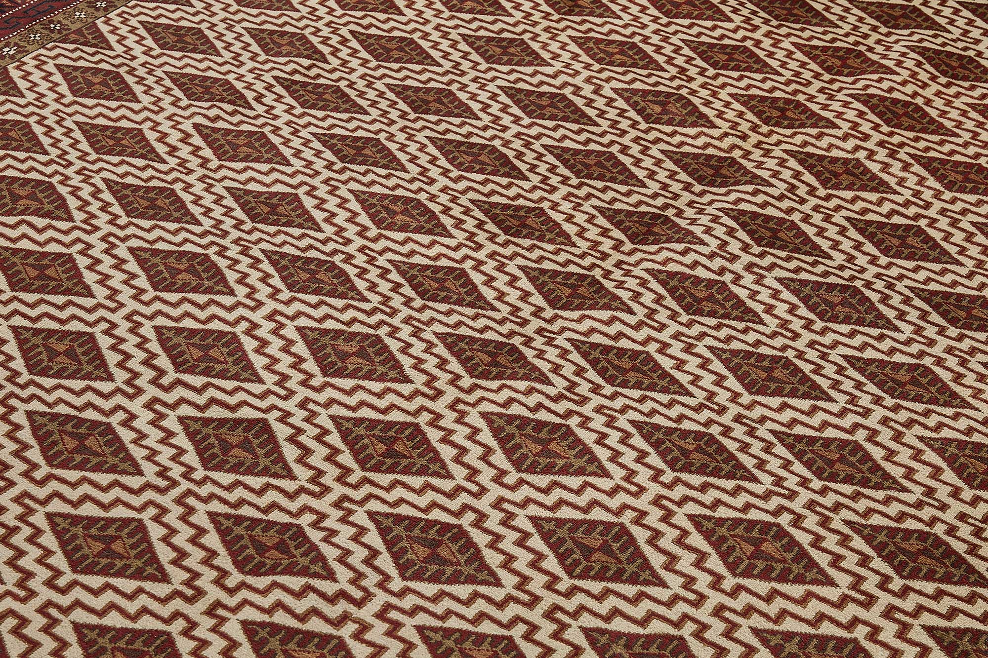 8x10 Beige Turkish Geometric Oushak Rug - 51495