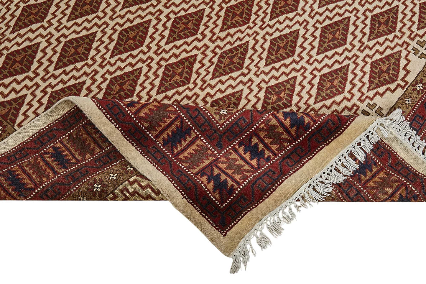 8x10 Beige Turkish Geometric Oushak Rug - 51495