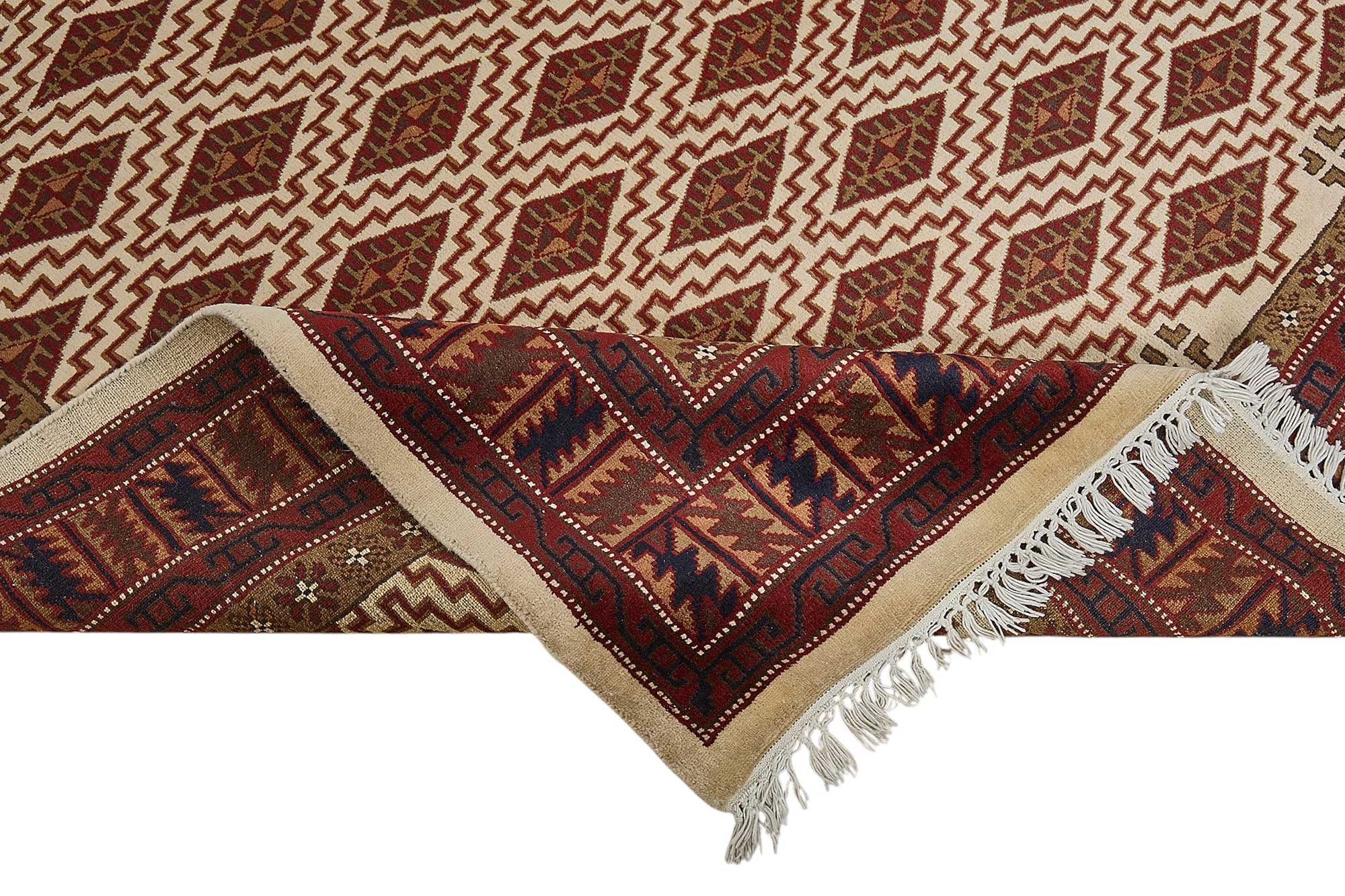 8x10 Beige Turkish Geometric Oushak Rug - 51495