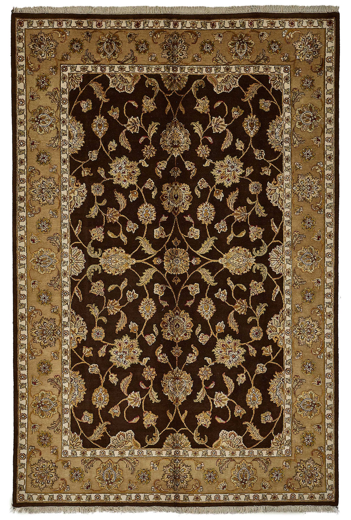 6x9 Brown Handmade Floral Oushak Rug - 51498