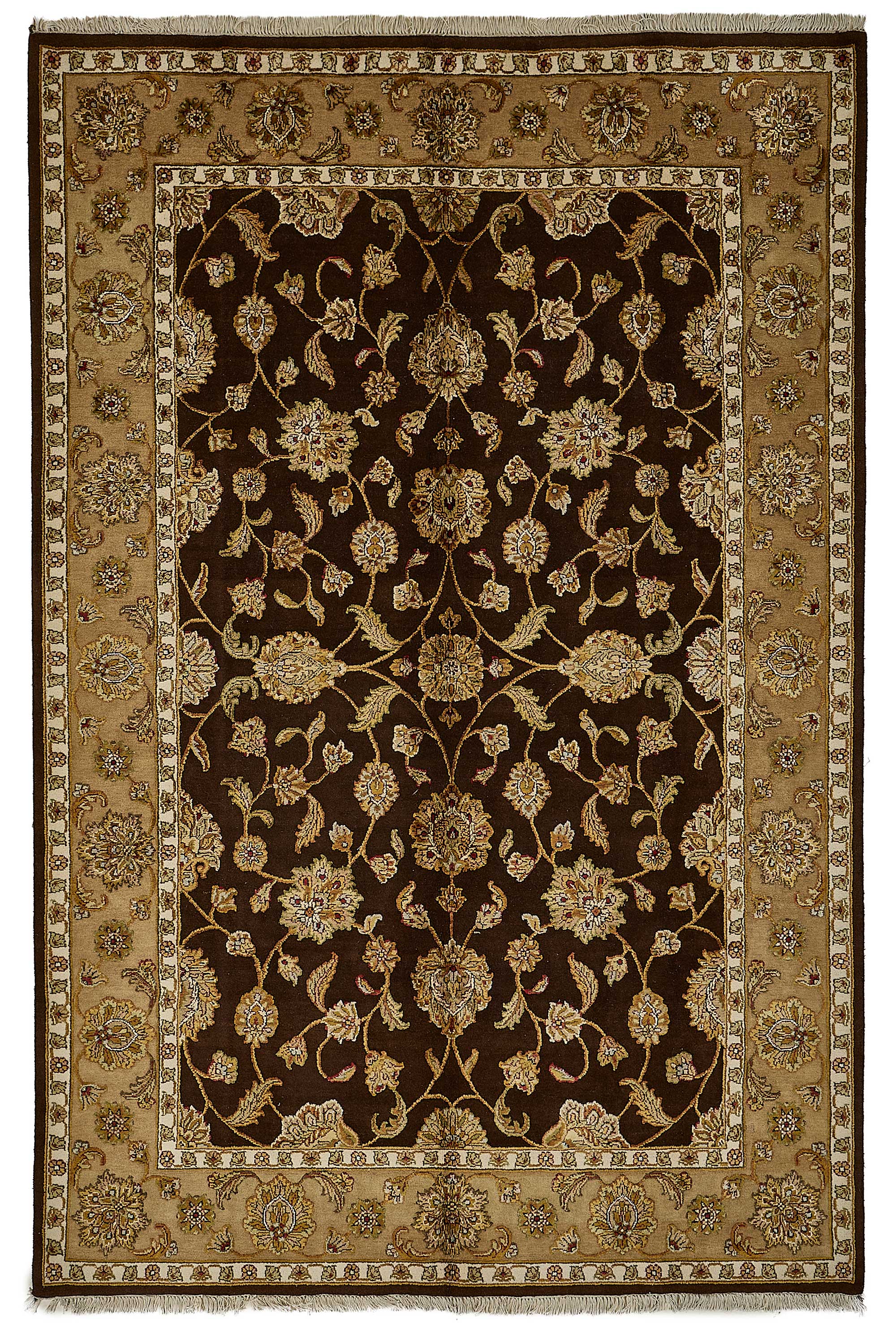 6x9 Brown Handmade Floral Oushak Rug - 51498