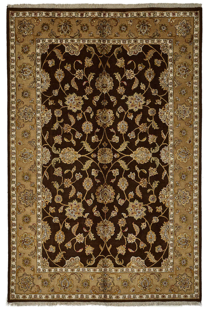 6x9 Brown Handmade Floral Oushak Rug - 51498