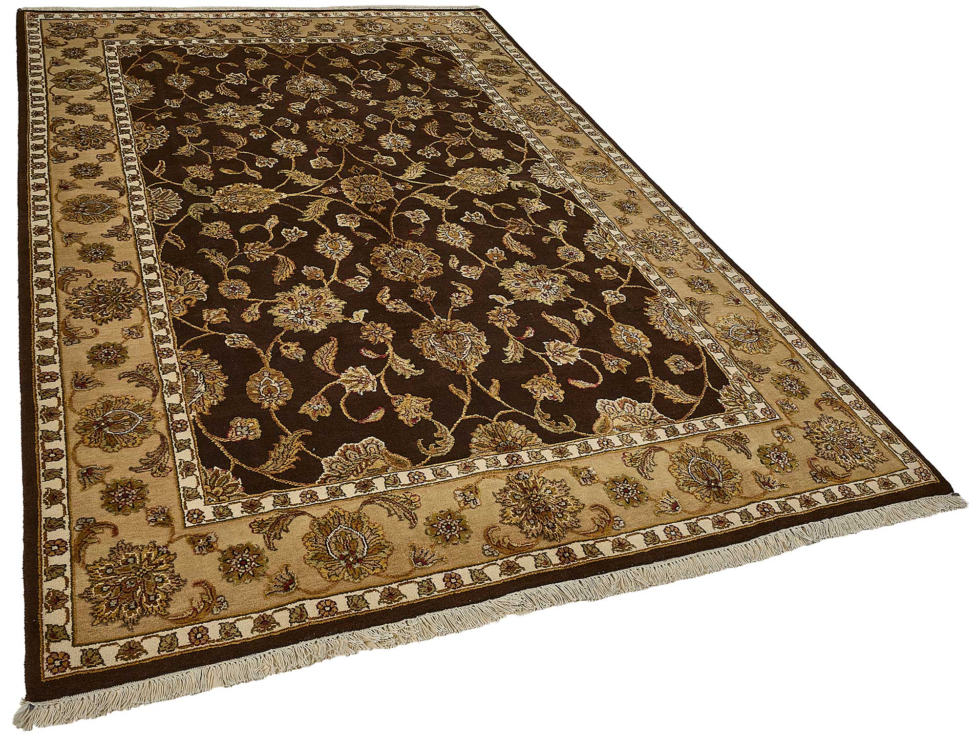 6x9 Brown Handmade Floral Oushak Rug - 51498