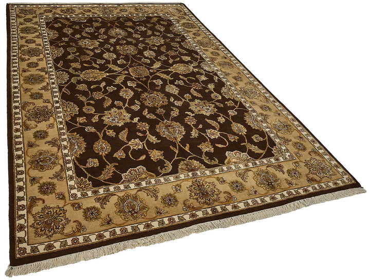 6x9 Brown Handmade Floral Oushak Rug - 51498
