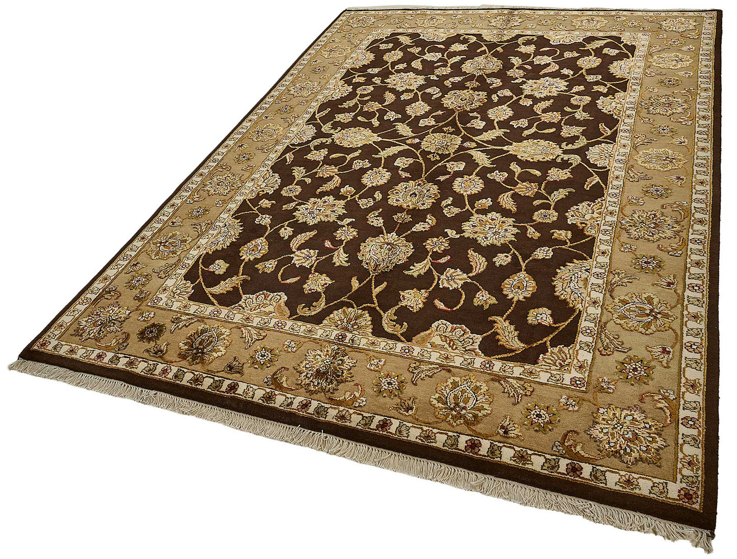 6x9 Brown Handmade Floral Oushak Rug - 51498