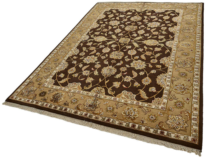 6x9 Brown Handmade Floral Oushak Rug - 51498