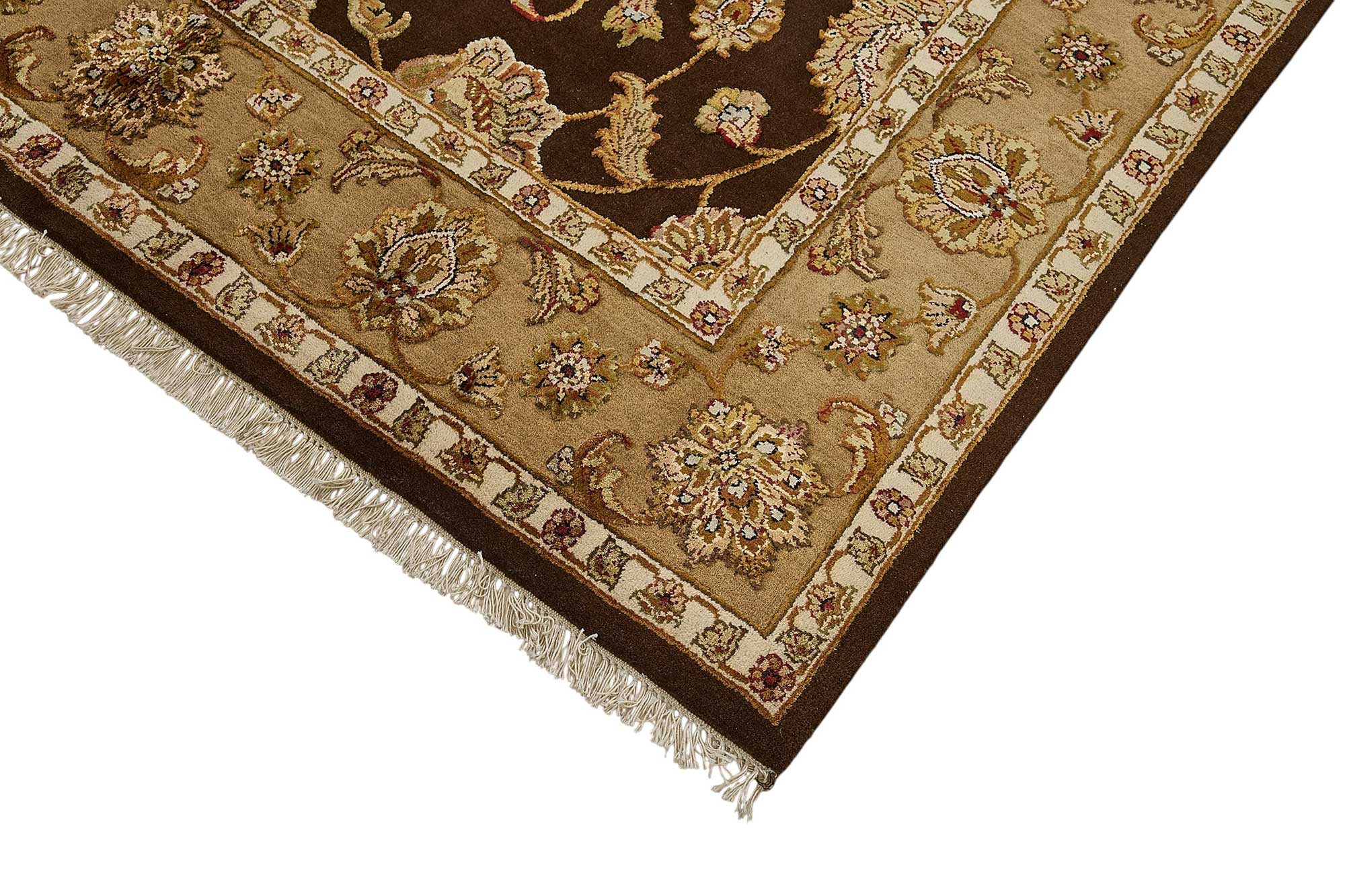 6x9 Brown Handmade Floral Oushak Rug - 51498