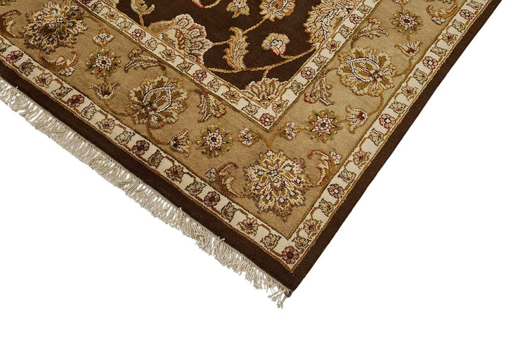 6x9 Brown Handmade Floral Oushak Rug - 51498