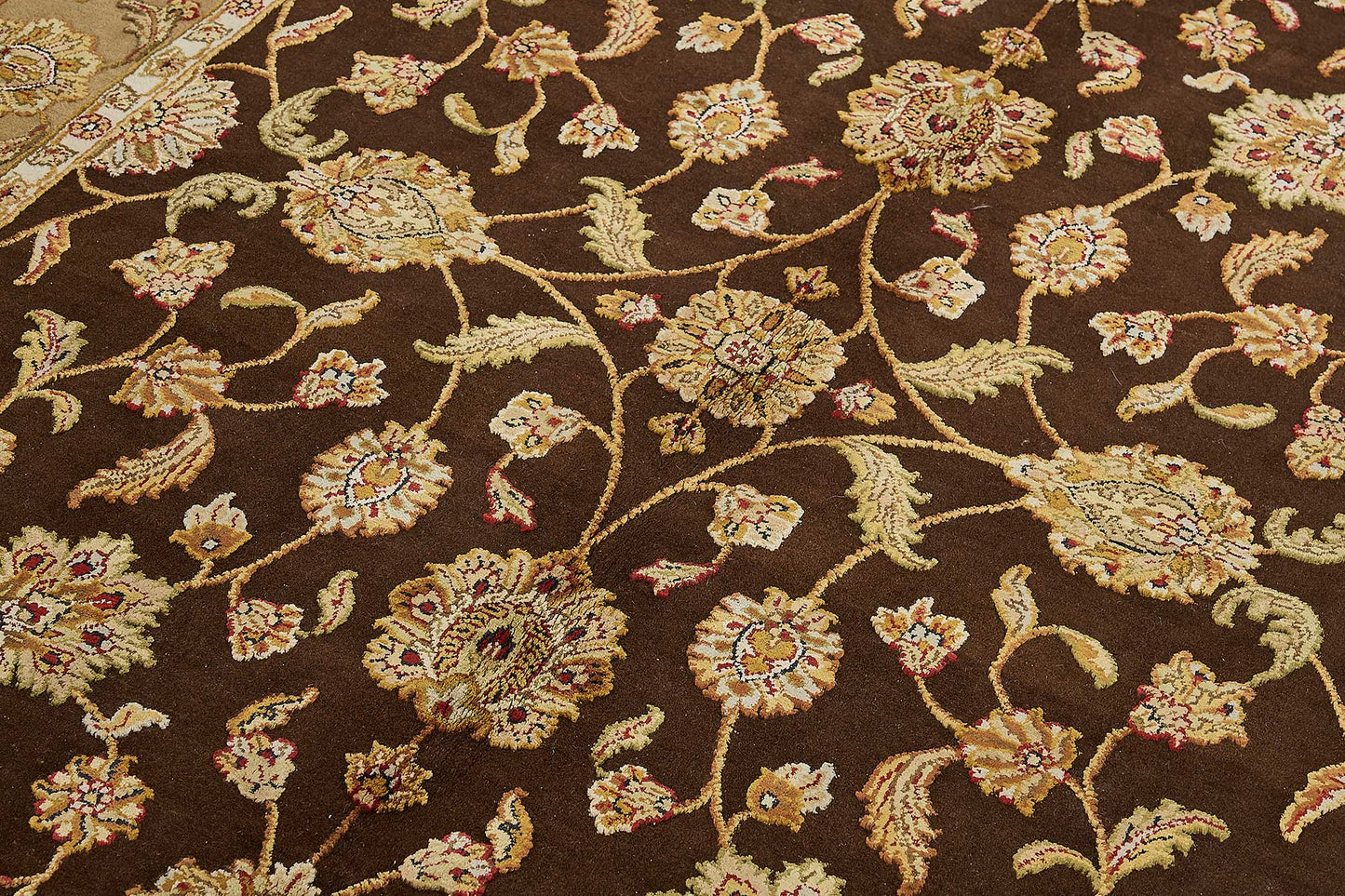 6x9 Brown Handmade Floral Oushak Rug - 51498
