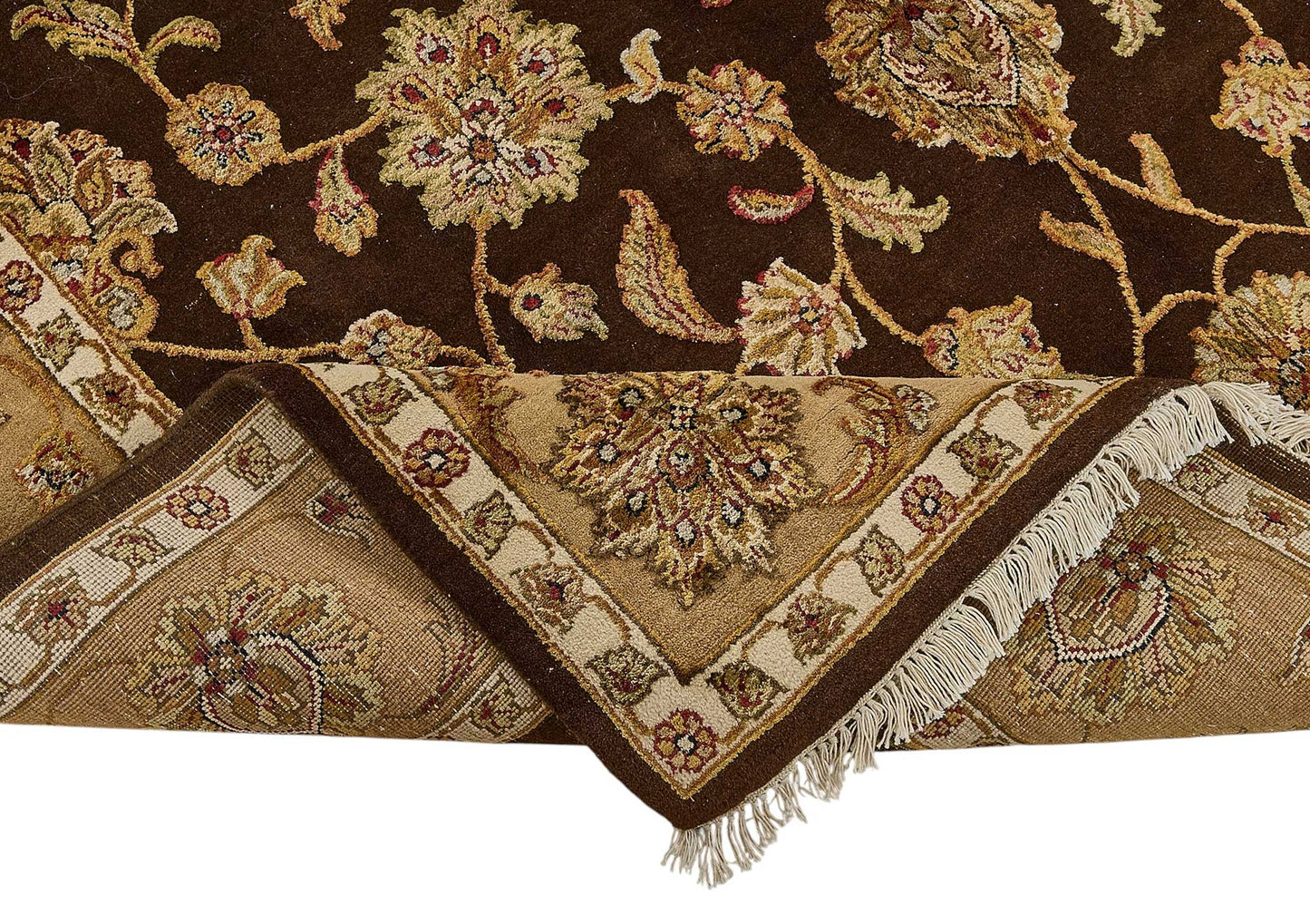 6x9 Brown Handmade Floral Oushak Rug - 51498