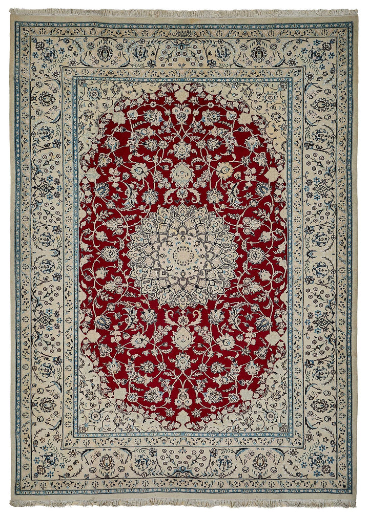 8x11 Beige Turkish Floral Medallion Oushak Rug - 51499