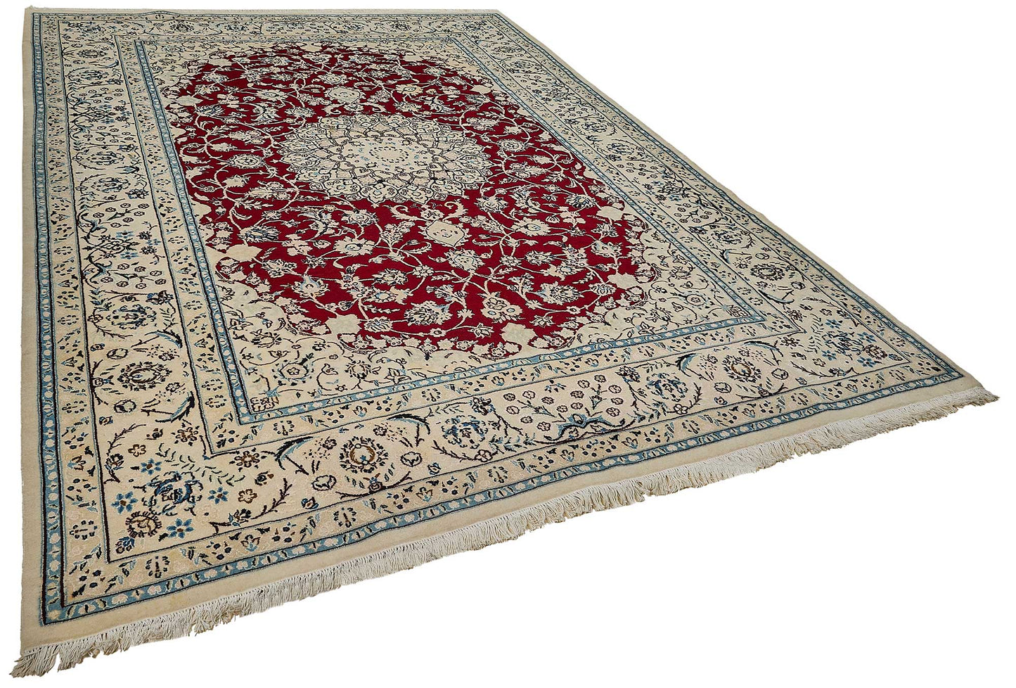 8x11 Beige Turkish Floral Medallion Oushak Rug - 51499
