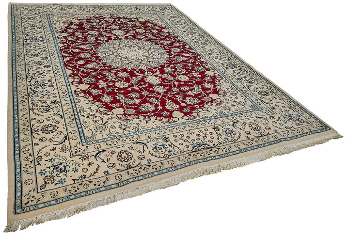 8x11 Beige Turkish Floral Medallion Oushak Rug - 51499