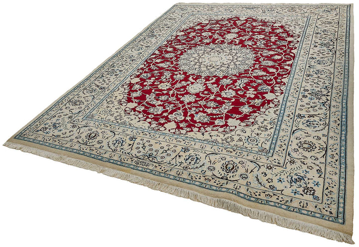 8x11 Beige Turkish Floral Medallion Oushak Rug - 51499