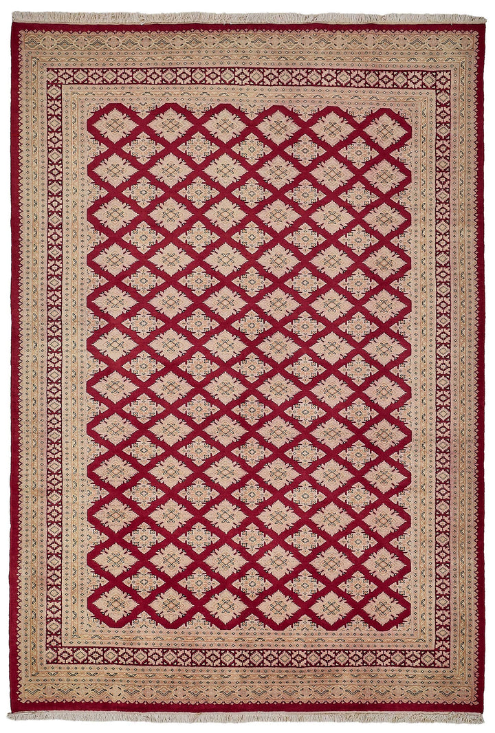 7x10 Red Handmade Geometric Oushak Rug - 51501
