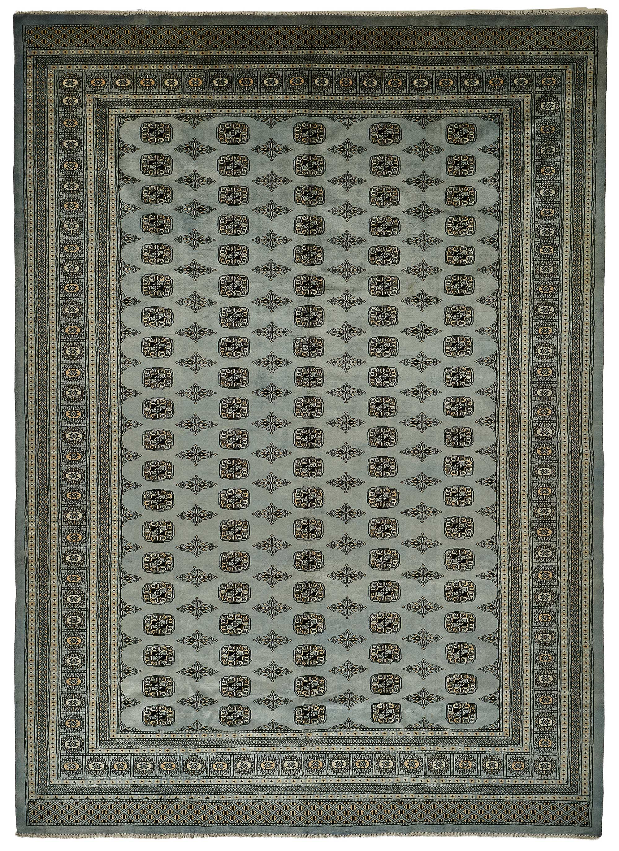 9x13 Blue Turkish Geometric Oushak Rug - 51503