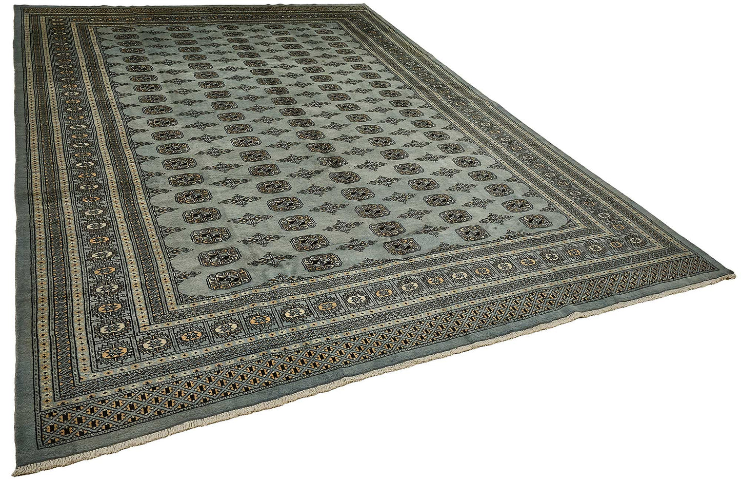 9x13 Blue Turkish Geometric Oushak Rug - 51503