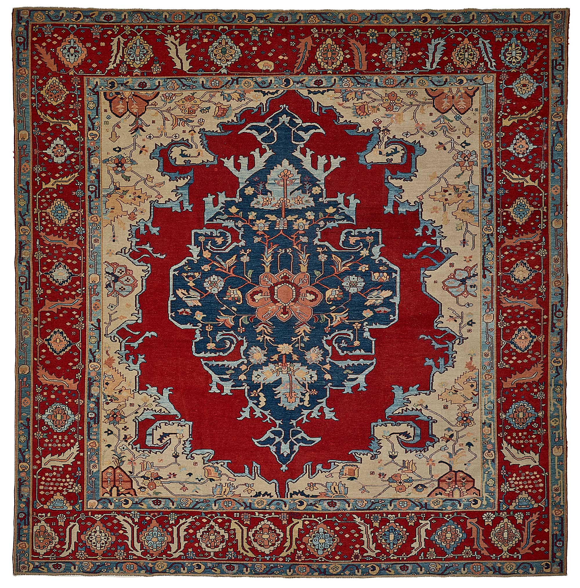 10x10 Red Traditional Floral Medallion Oushak Rug - 51506