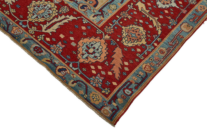 10x10 Red Traditional Floral Medallion Oushak Rug - 51506