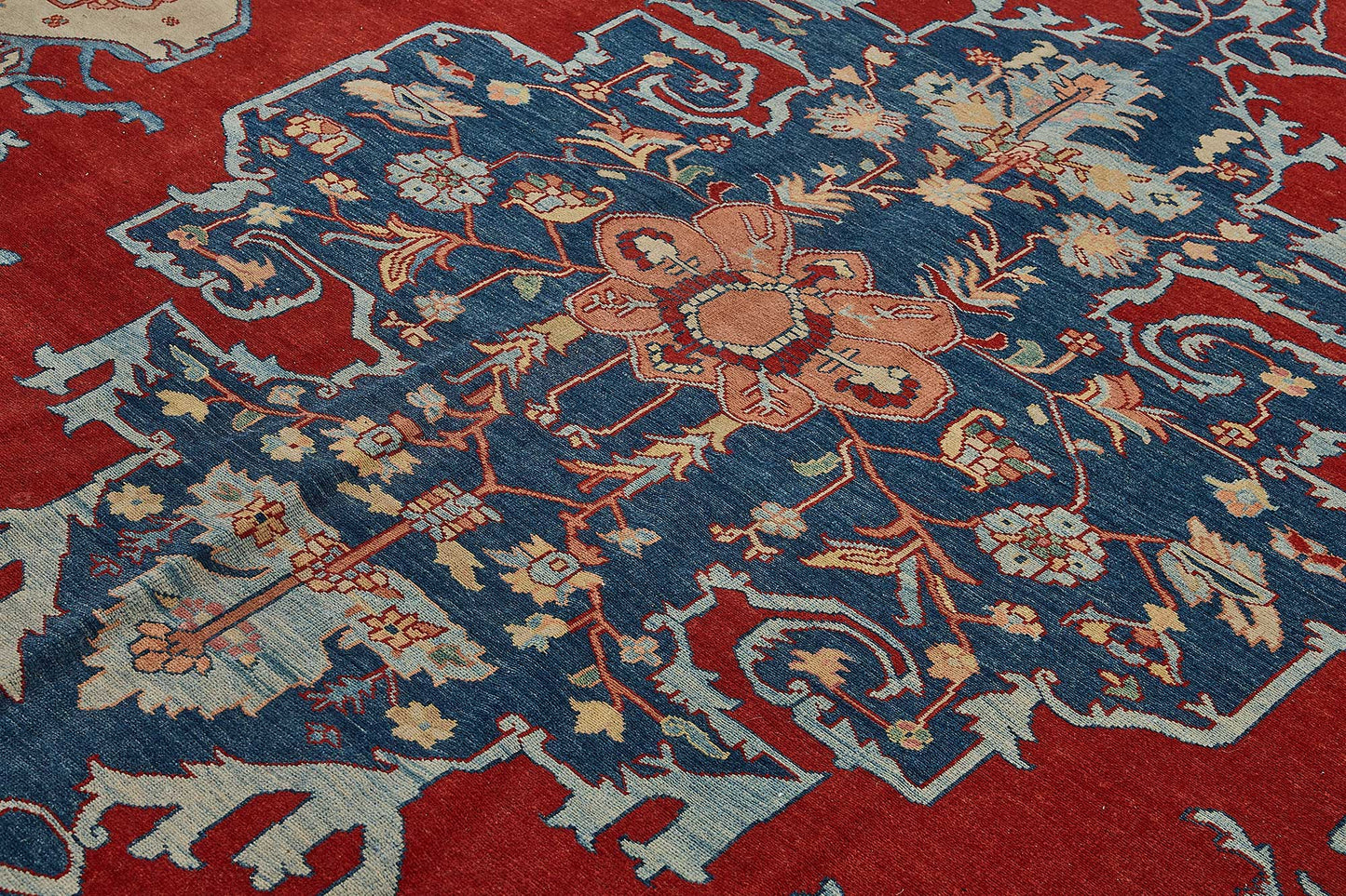 10x10 Red Traditional Floral Medallion Oushak Rug - 51506