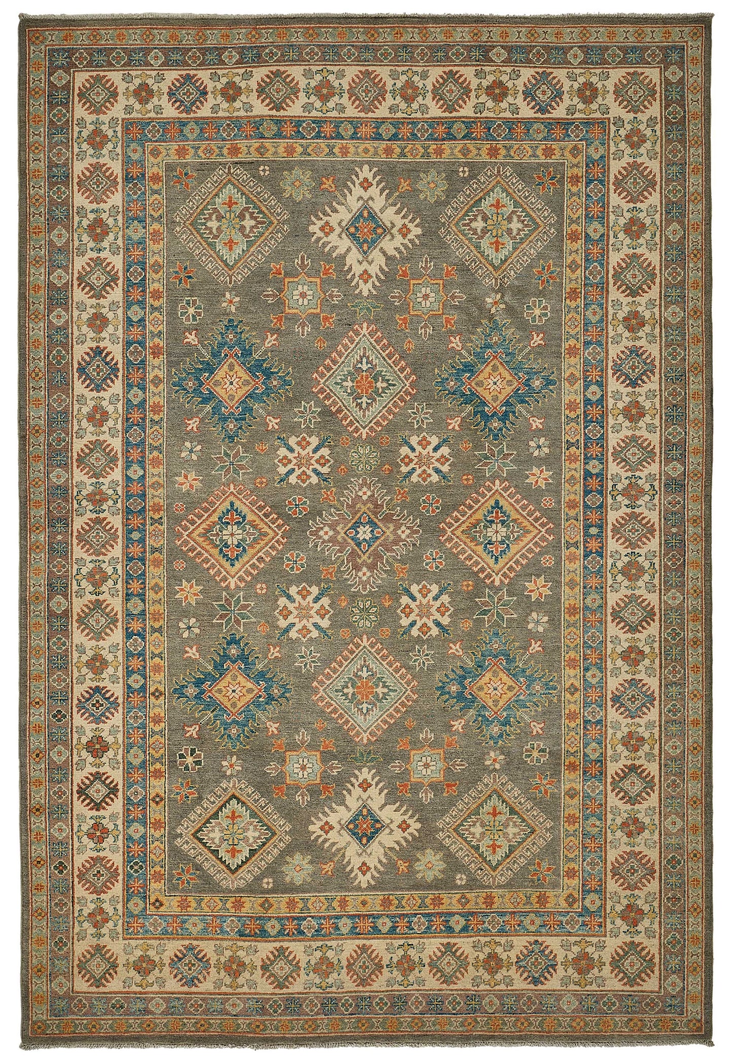 6x9 Beige Tribal Geometric Oushak Rug - 51512