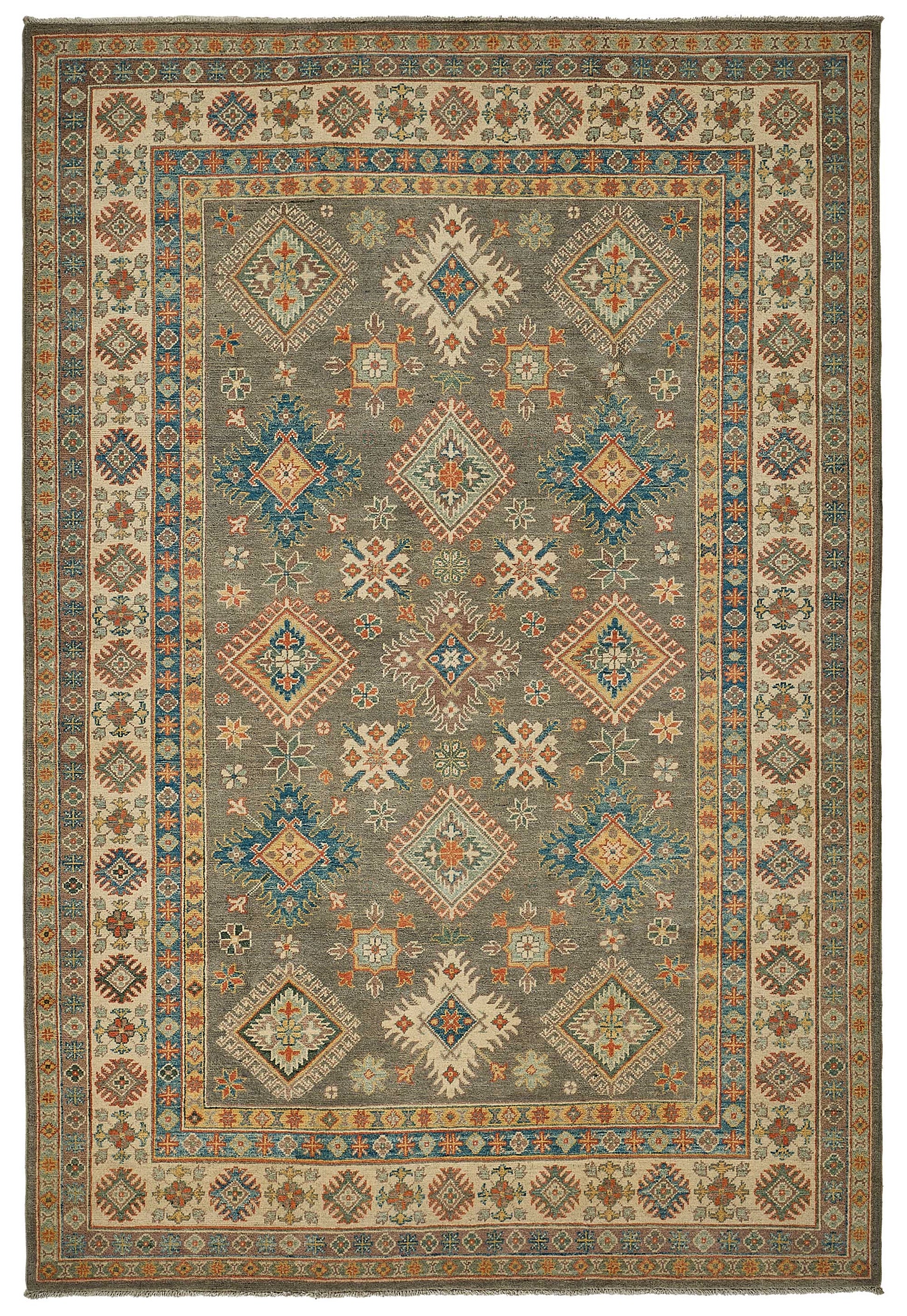 6x9 Beige Tribal Geometric Oushak Rug - 51512
