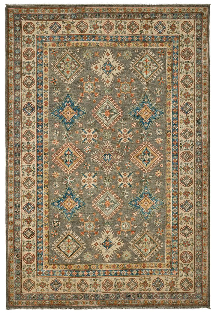 6x9 Beige Tribal Geometric Oushak Rug - 51512