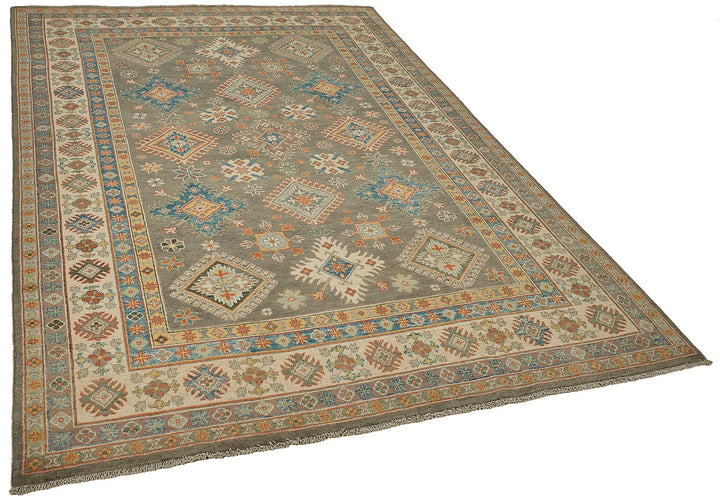 6x9 Beige Tribal Geometric Oushak Rug - 51512