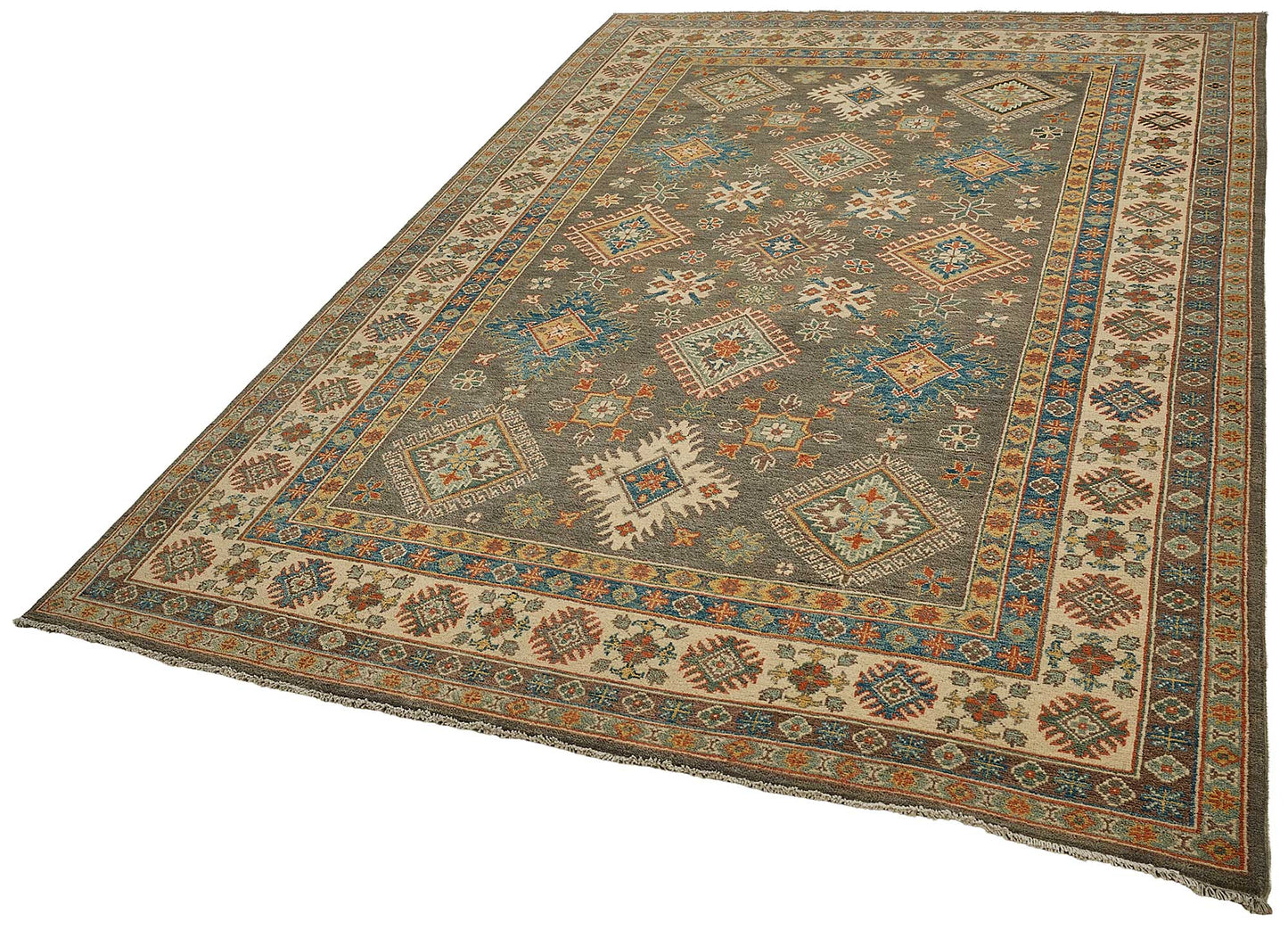 6x9 Beige Tribal Geometric Oushak Rug - 51512