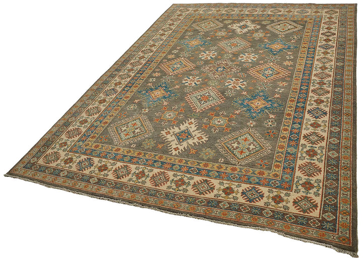 6x9 Beige Tribal Geometric Oushak Rug - 51512