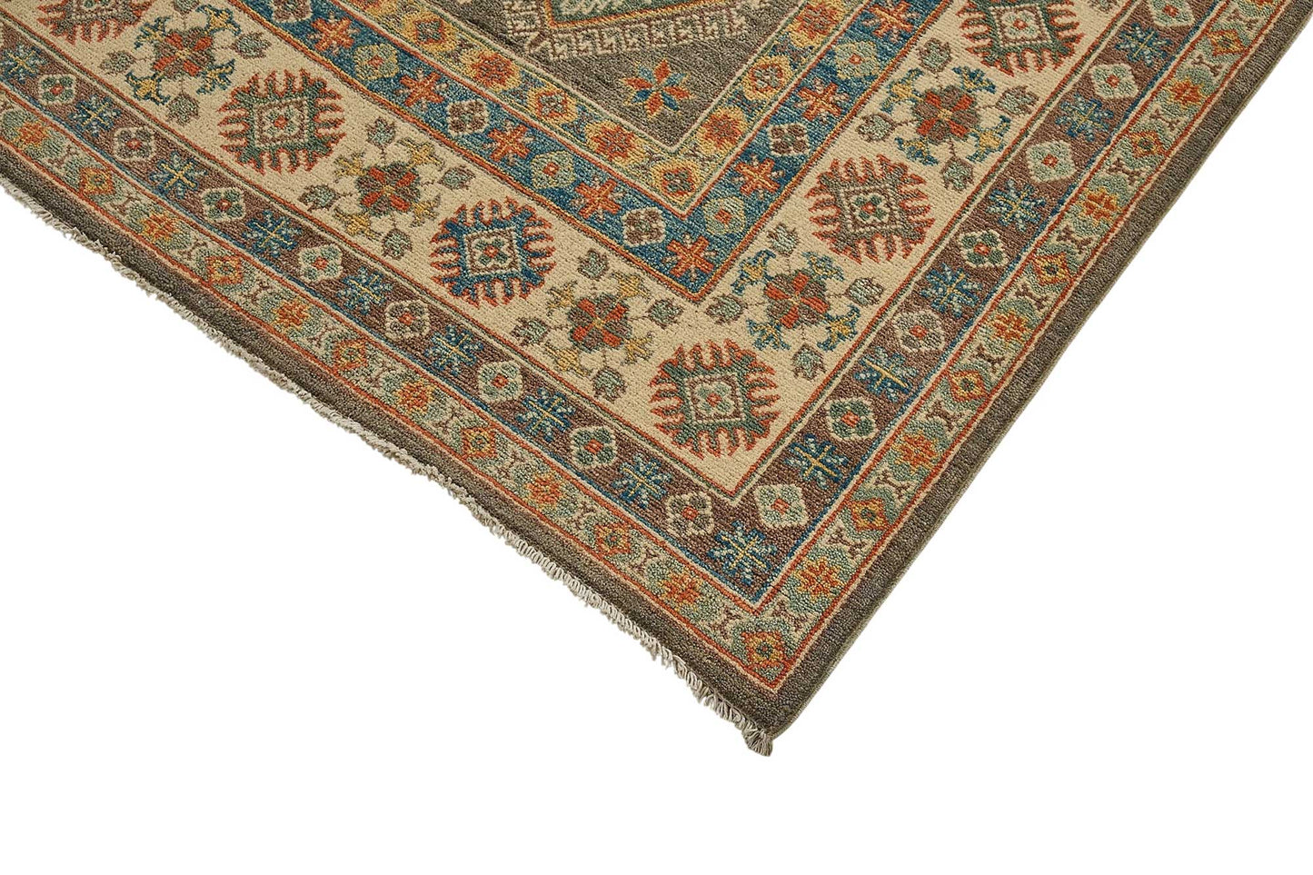 6x9 Beige Tribal Geometric Oushak Rug - 51512