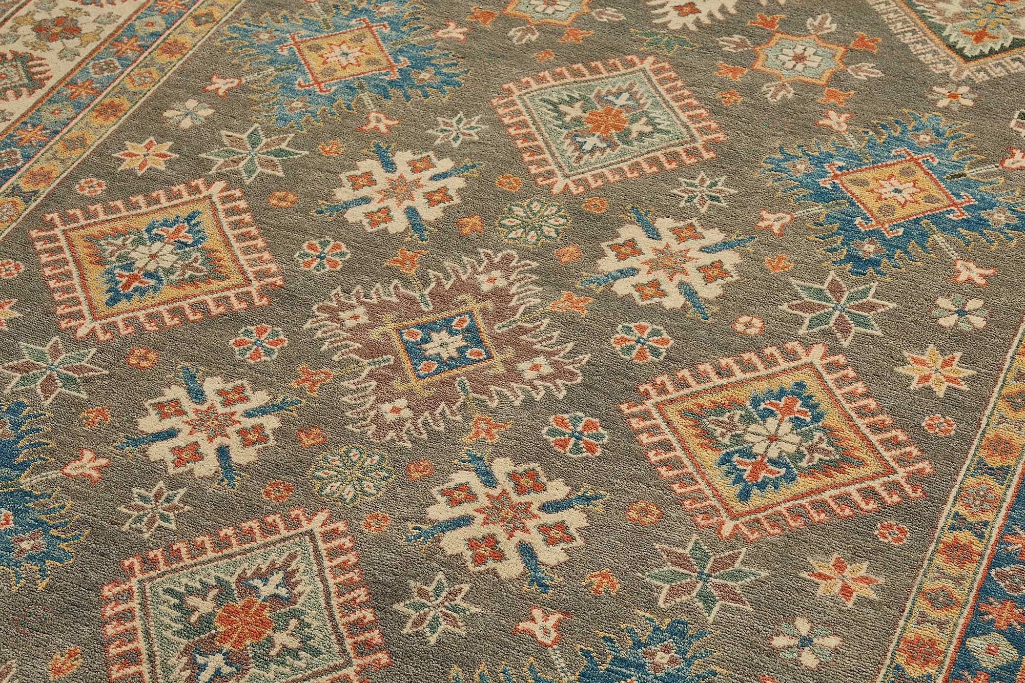 6x9 Beige Tribal Geometric Oushak Rug - 51512