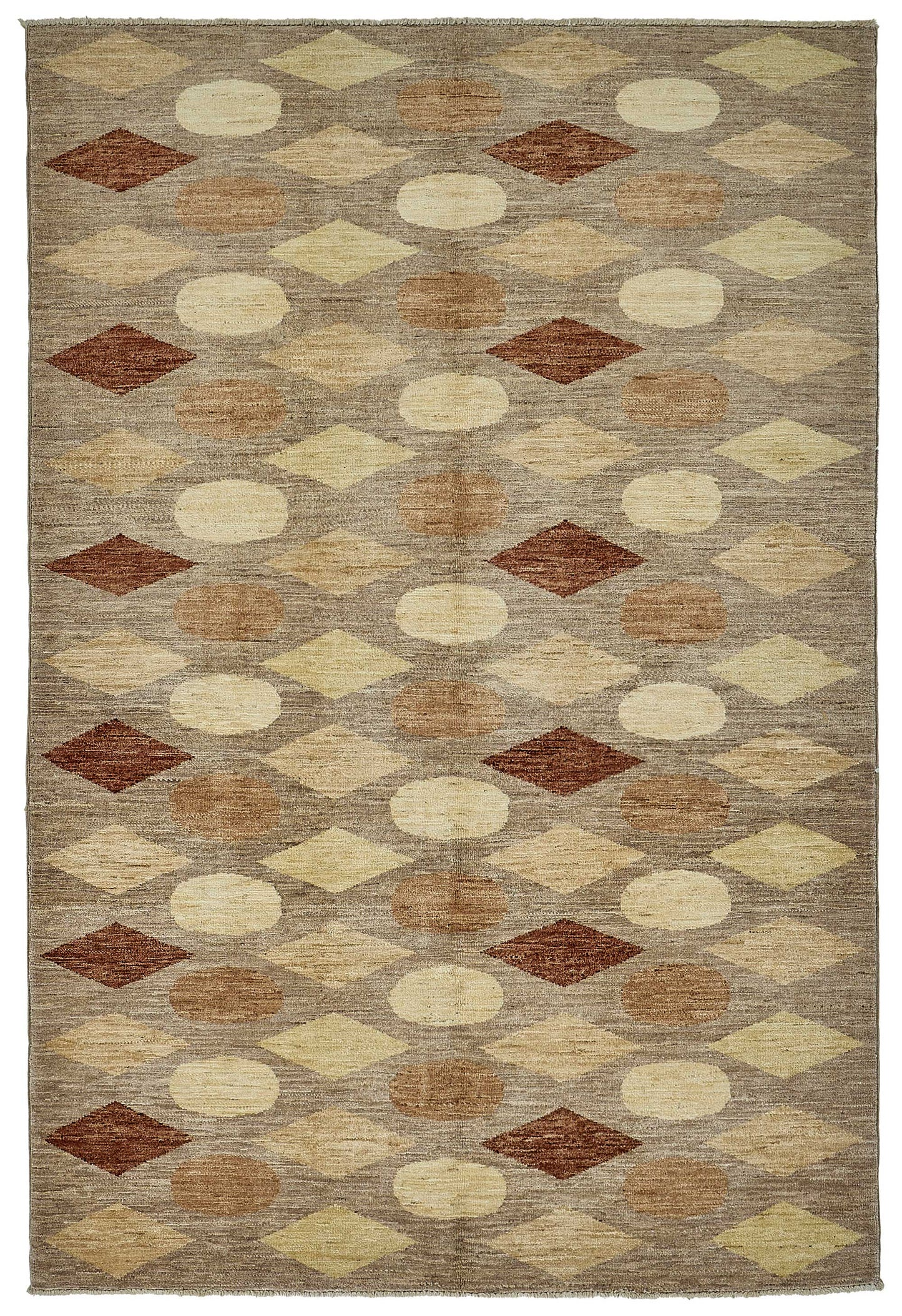 5x8 Beige Handmade Geometric Oushak Rug - 51513