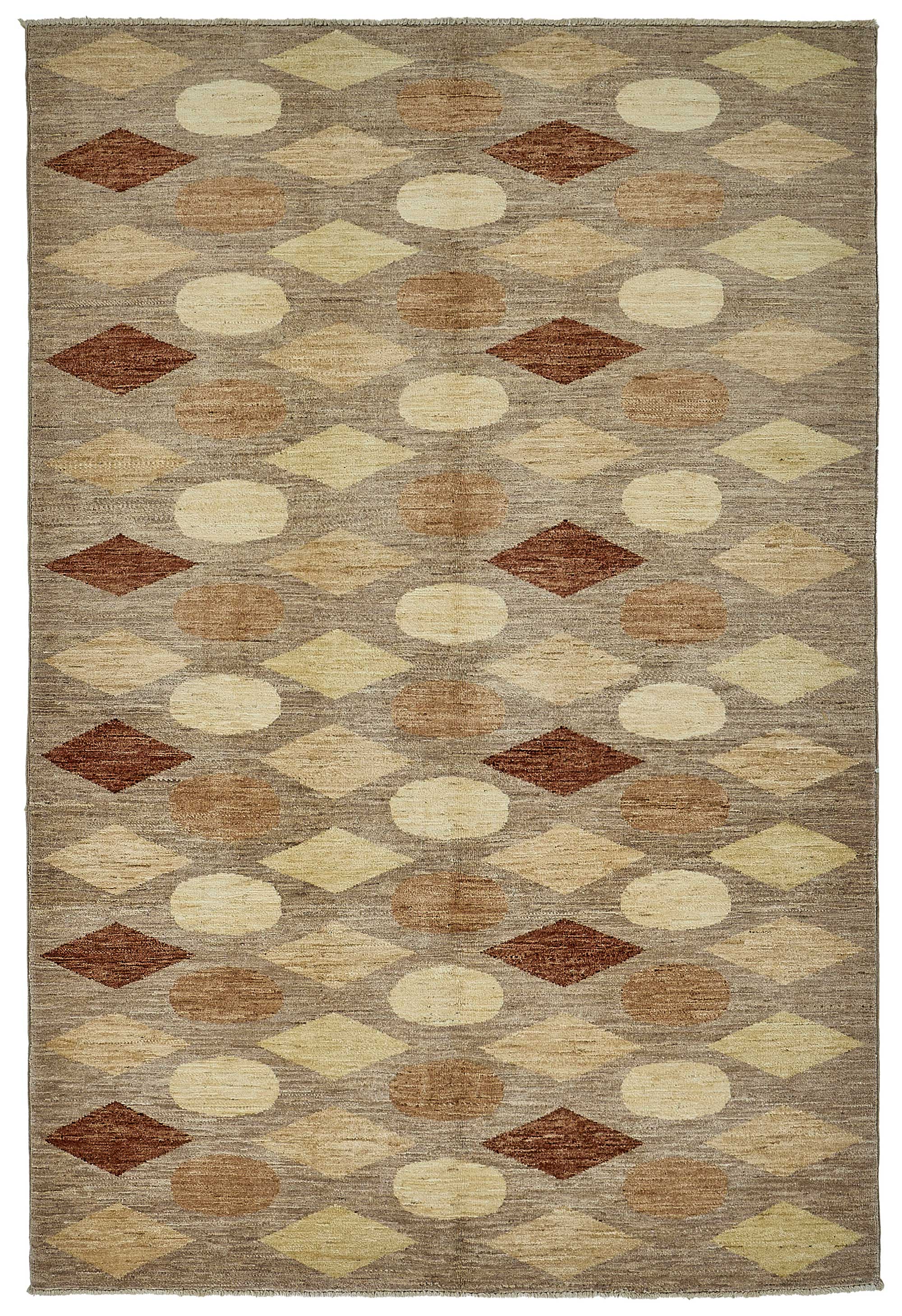 5x8 Beige Handmade Geometric Oushak Rug - 51513